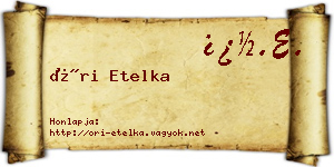 Őri Etelka névjegykártya